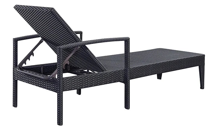 Outdoor Adjustable Rattan Wicker Black Chaise  Hotel Garden Patio Swimming Pool Aluminum Sun rs for Bench Garden Out