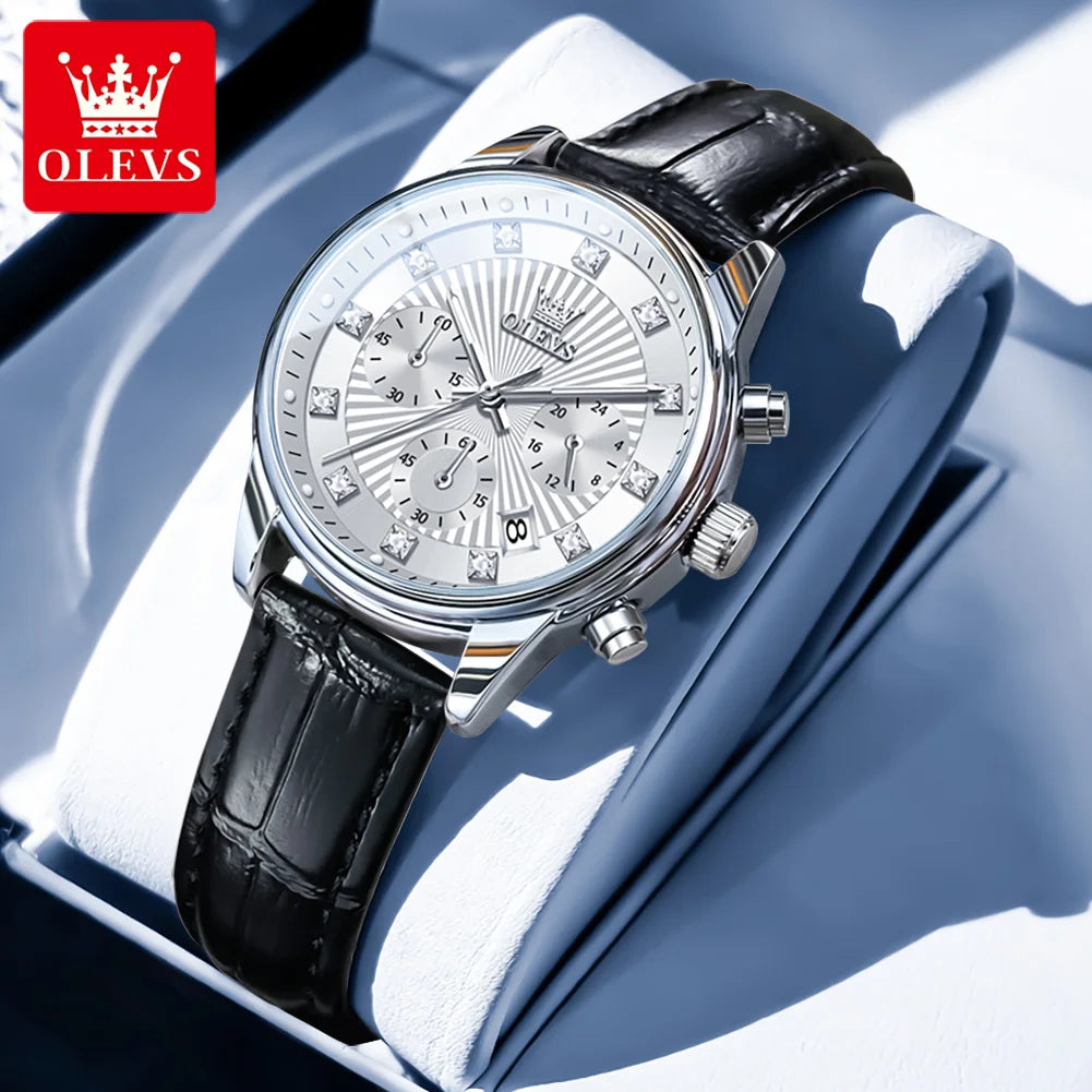 OLEVS 3669 Womens Watch Fashion Brand Waterproof Luminous Multifunctional Chronograph Quartz Watch Date Ladies Watches With Box