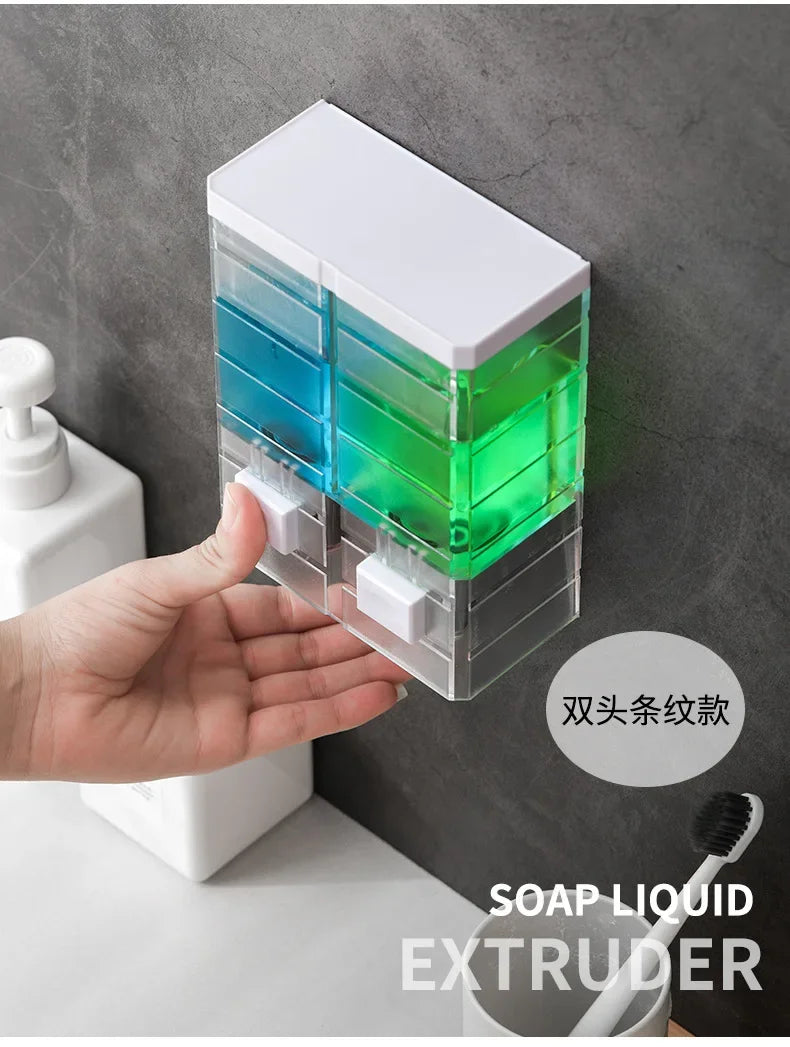 Modern Wall Mounted Soap Dispenser Touchless Kitchen Bathroom No Drilling Adhesive