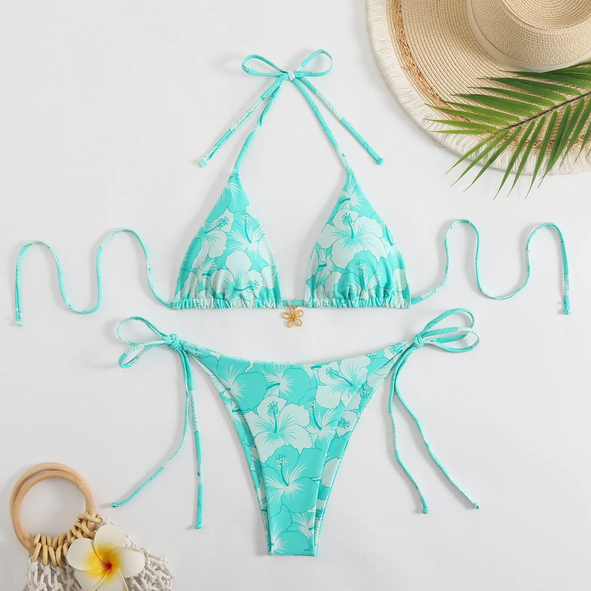 Micro Bikini Women Swimsuit Two-piece Lace Up Sexy Retro Print Female Swimwear Woman 2026 Bathing Suit Mini Thong Bikinis Sets
