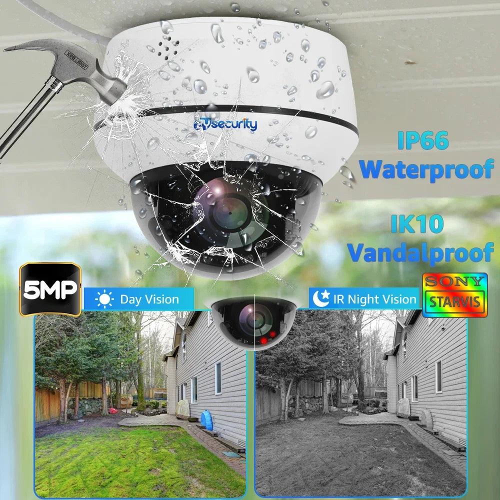 4K 8MP PoE Dome Security Camera Outdoor Human/Vehicle Detect Auto Tracking PTZ Indoor 2-way Audio Wireless IP Cameras Camhipro