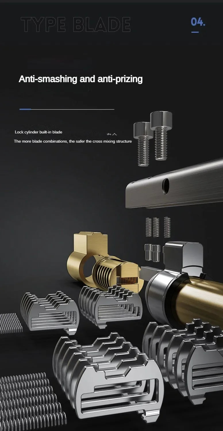 High Quality European Standard Cylinder Super C-level Anti-theft Door All Copper Lock Core, Household All Metal 8pcs Master Keys