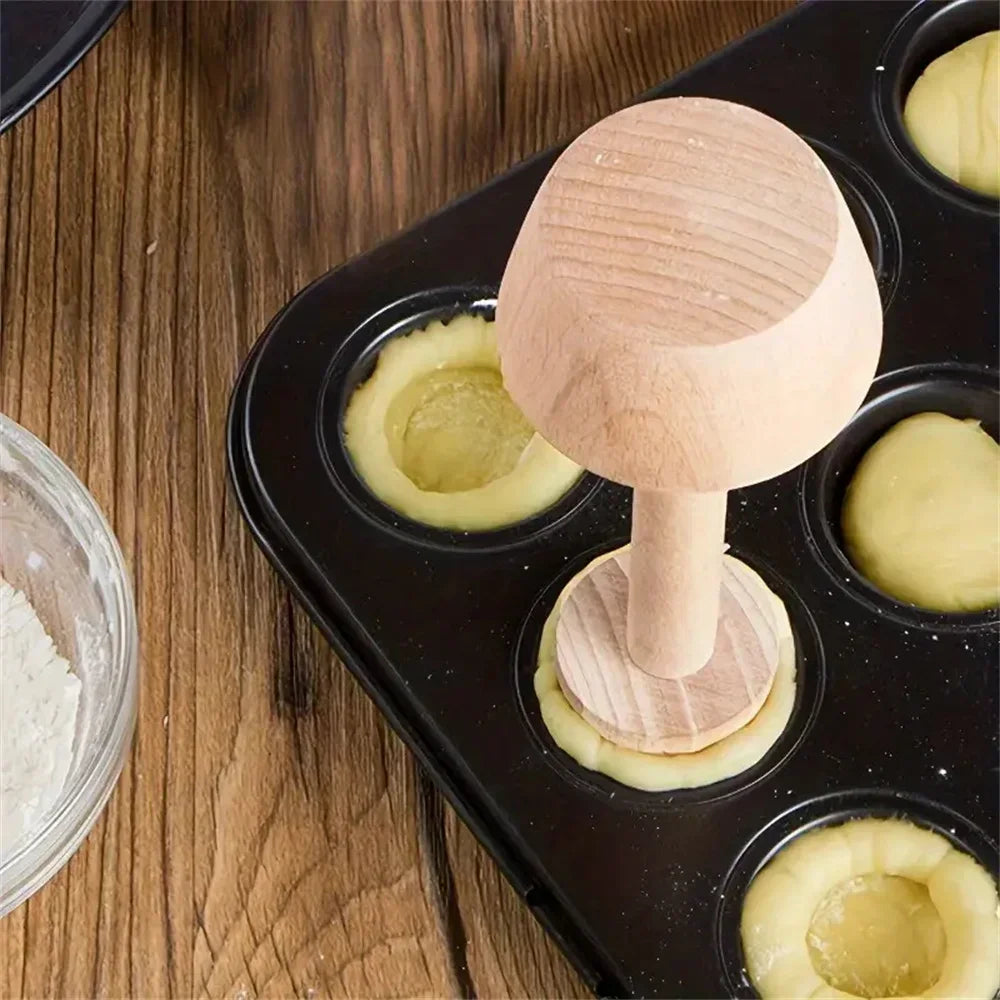 Premium Wooden Egg Tart Mold Double Side Tart Tamper Pastry Shaped Pusher For Baking Eggtart Pies Cake Kitchen Gadgets Tools