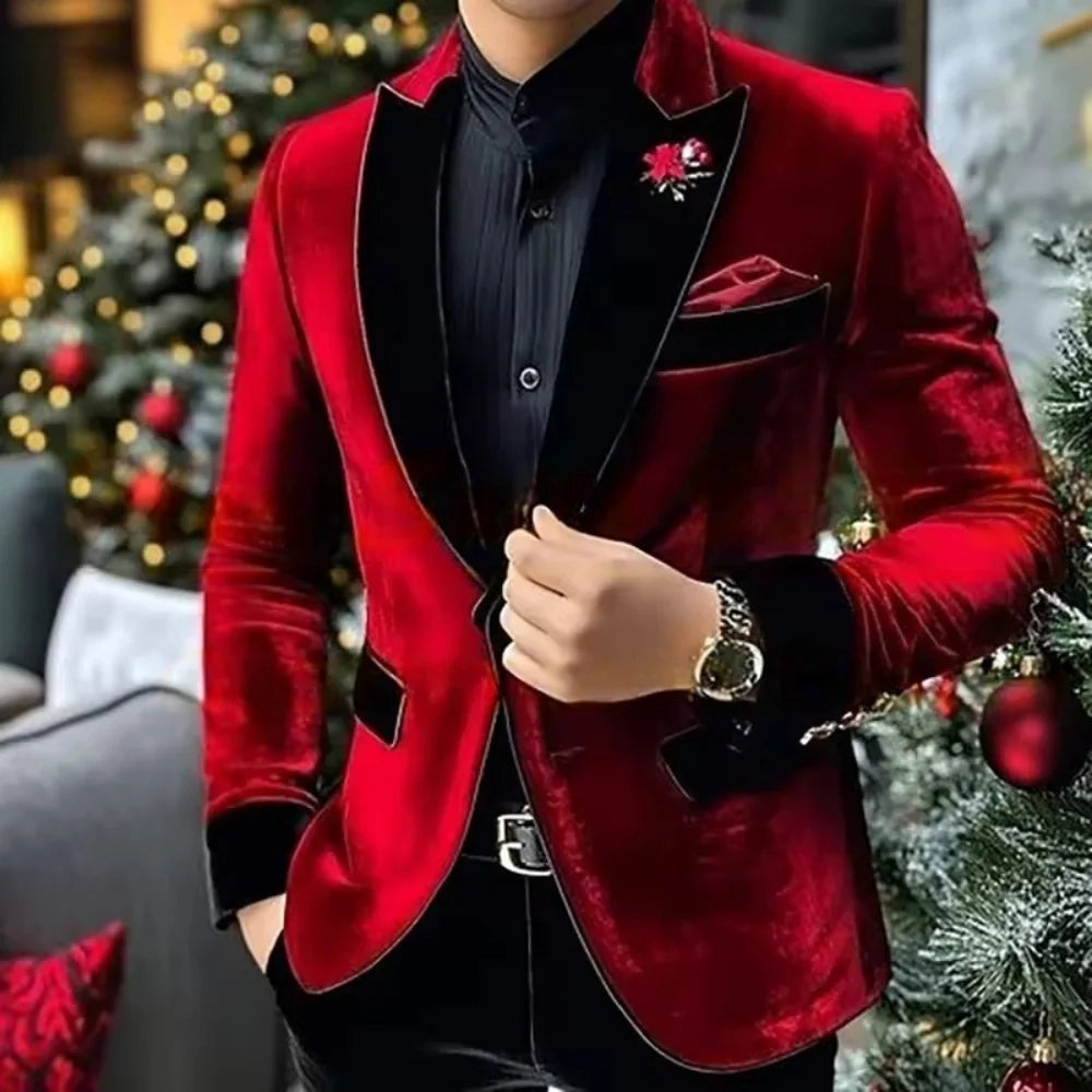 Formal Velvet Men Suits Fashion Single Breasted Men Suit Classic Groom Suit 2026 Suit Office Business Wedding Slim Fit Outfits