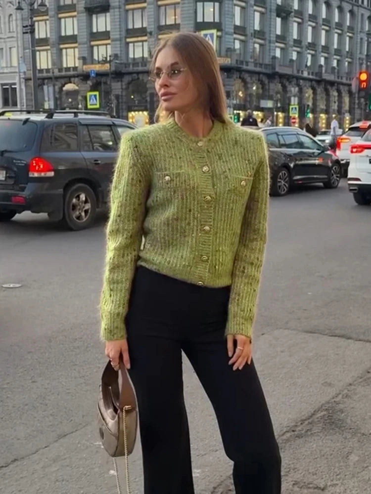 URBANCREW Marled Knit Cardigan — Cropped Casual Layer