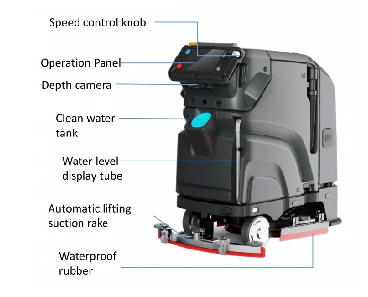 【Hot】Heavy  Autonomous Industrial  Floor Scrubber Commercial Walk-In Marble Cleaning hine Hotels Commercial Resident