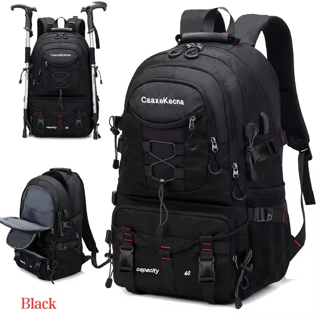 Large Capacity Backpack Professional Outdoor Hiking and Mountaineering Bag Lightweight and Waterproof Travel Bag, USB Interface