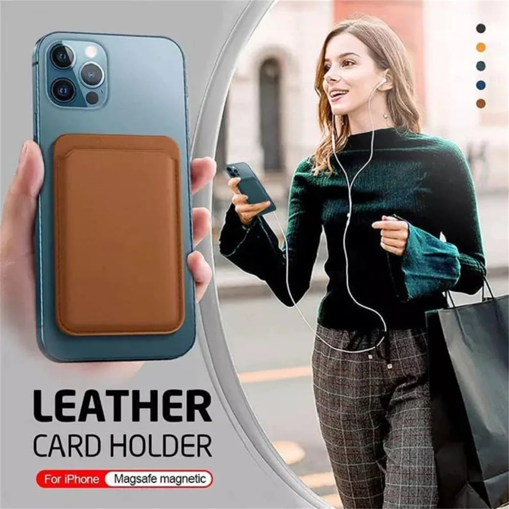 Blocking Magnetic Card Wallet Holder Leather Pocket Card Sleeve For iPhone 15/16/17Pro Max Magnet Anti-Theft Credit ID Card Case