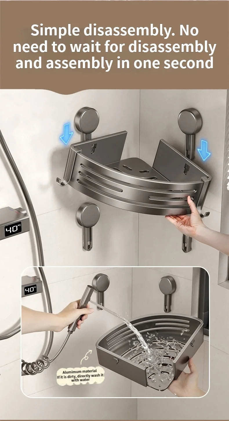 Bathroom Storage Shelf Suction Cup Perforation-Free Bathroom Triangle Toilet Wash Counter Corner Bathroom Storage Shelf