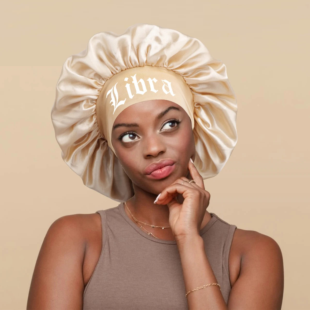 1PConstellation printing satin wide band sleep bonnet ,soft sleeping bonnet with wrap band,make up washing face daily use bonnet