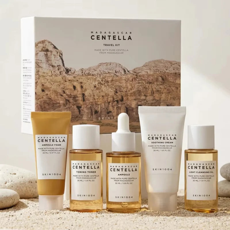 SKIN1004 Centella Asiatica Travel Skincare Set 5Pcs Calming Repair Sensitive Skin Barrier Moisturizing Complete Care Kit Gifts
