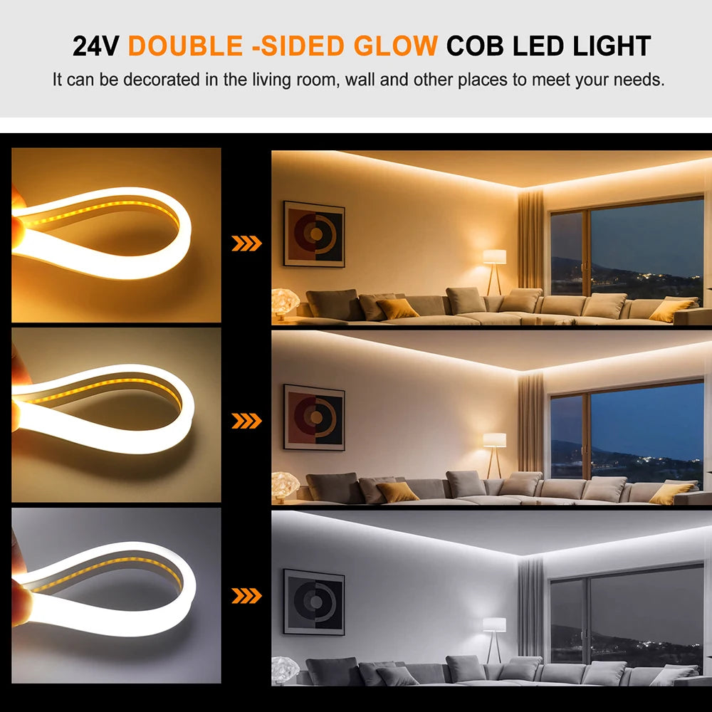 5M 10M Solar LED Neon Light Strip 24V Waterproof 8 Modes 320LEDs/m Flexible Lamp IP68 Party Garden Outdoor Decor 0.5m 1m 2m 3m