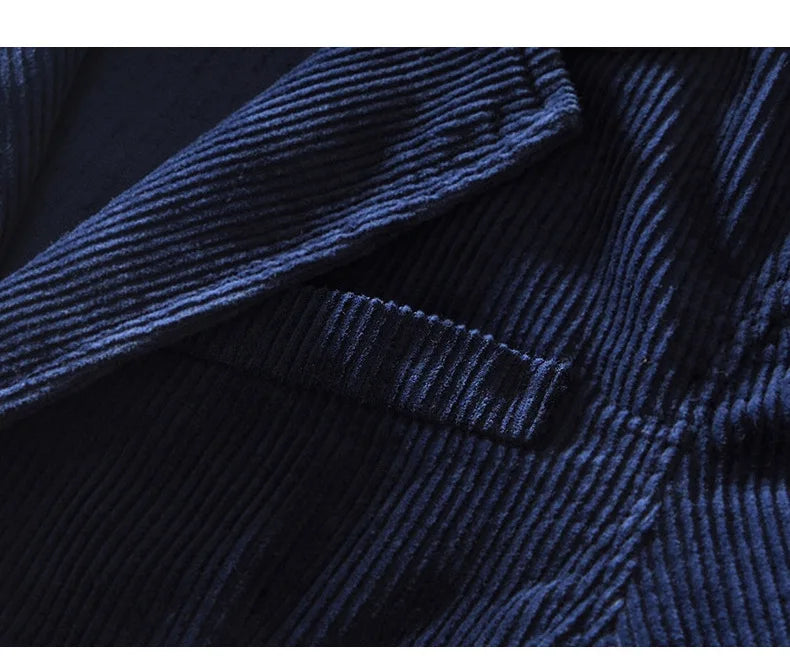 Autumn Casual Blazers for Men Daily Commute Suit Male Pure Cotton Corduroy Gray Single Breasted Suit Jackets Man Simle Coats