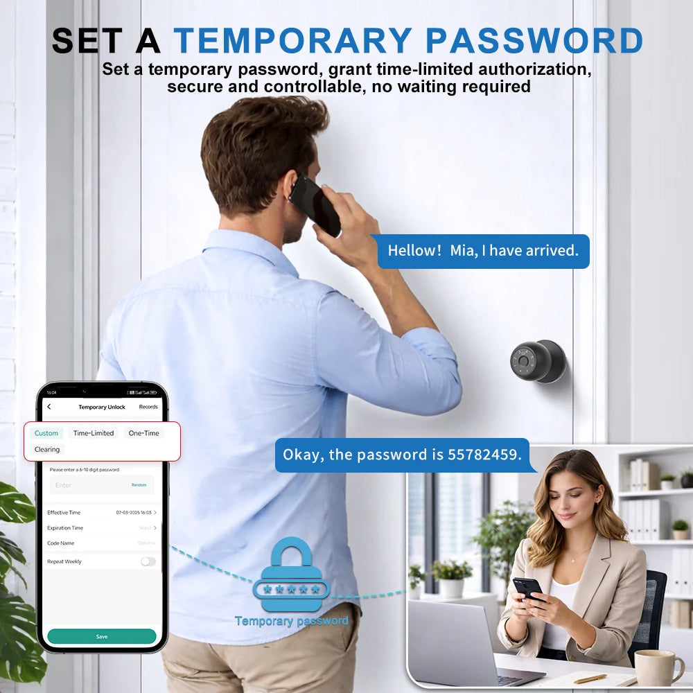 Door Lock Smart Tuya Smart Devices Bluetooth Biometric Fingerprint Door Handle Security Protection Smart Home System