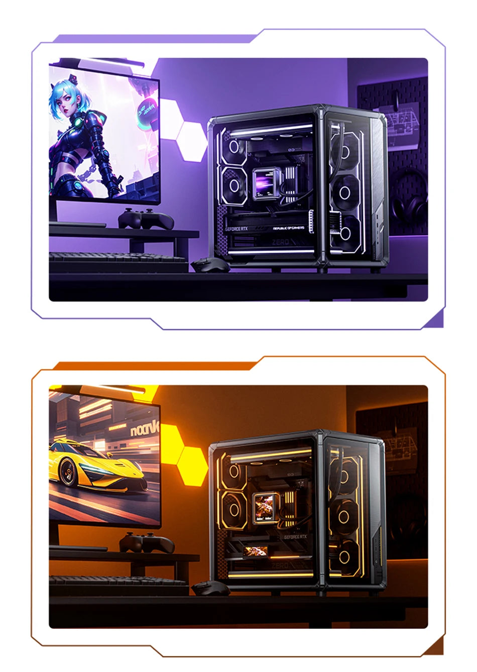 JONSBO XA-120/240/360 PC Case Fan Three Sided Mirror 5V/3Pin ARGB Fan Integrated Cold Exhaust Cooling Fan