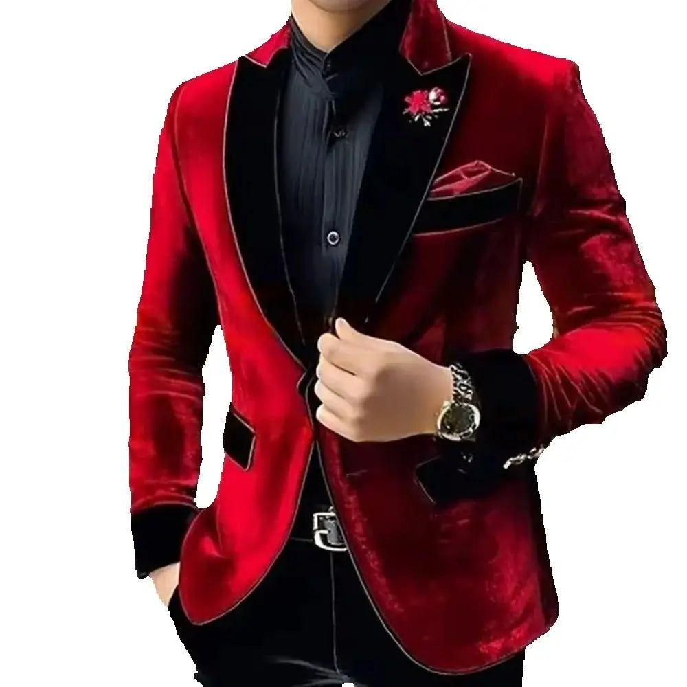 Formal Velvet Men Suits Fashion Single Breasted Men Suit Classic Groom Suit 2026 Suit Office Business Wedding Slim Fit Outfits