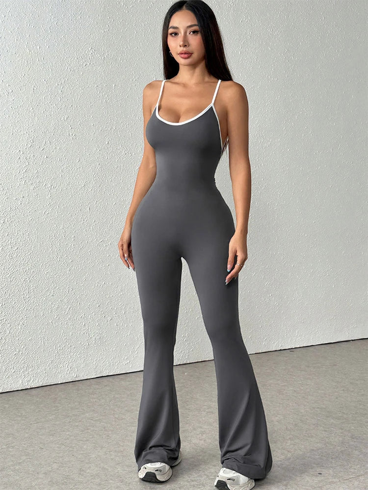 Women's Jumpsuits Streetwear Fashion Summer New Casual Slim Clothing Solid Sexy Sling Backless Elegant Female Jumpsuits Clothing