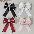 4pcs Pearl Lace Bow Hair Clip, Multi-color Satin Lolita Headpiece, Retro Sweet and Beautiful Style Hair Accessory
