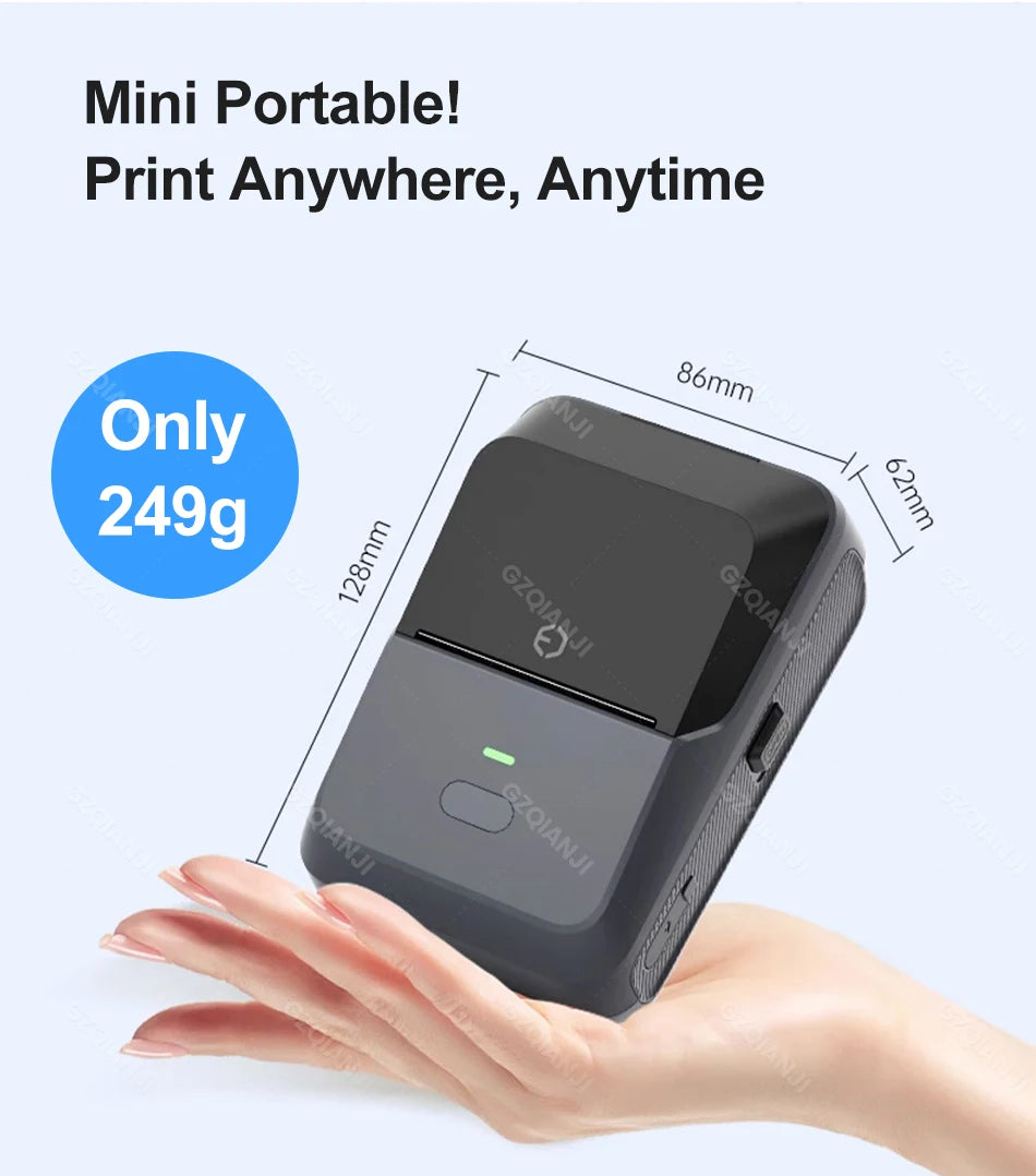20-50mm Mini Thermal Label Printer 2 inch Barcode Sticker Normal Self-adhesive Paper Printing Pocket Labeling Machine Wireless