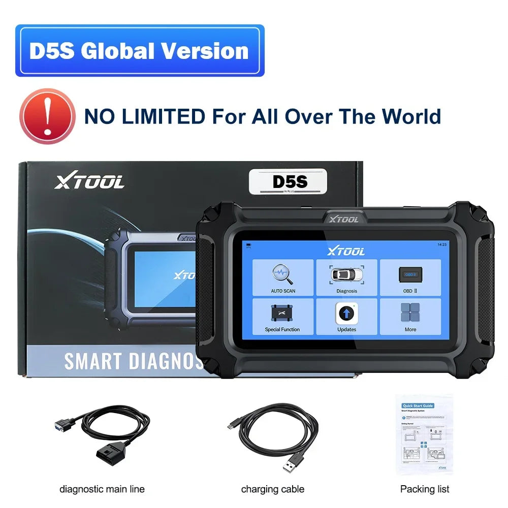 XTOOL D5S Car Diagnostic Tool 5 System Automatic OBD2 Scanner 4-IN-1 Live Data with 16+ Reset Functions with CANFD FCA Protocol Lifetime Free Update