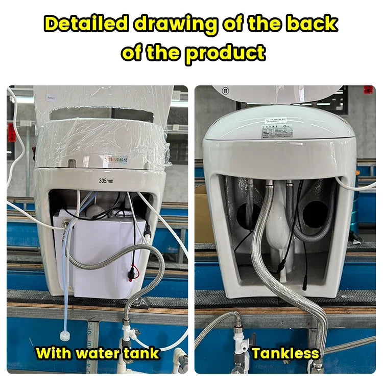 Egg Shaped Smart Toilet Fully Automatic Intelligent Bidet Integrated One-Piece Ceramic Commode Heated Seat Foot Sensor Flush