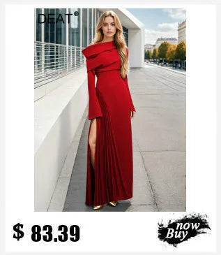 DEAT Fashion Pink Patchwork Sequined Strapless Dress Women's Slim Fit Waist Contraction Flods Floor-length Dresses New  7A2987