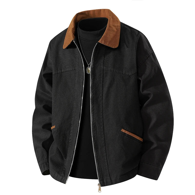 Men Jacket 100% Cotton Coats Safari Autumn Oversize 6XL 7XL 8XL Plus Size Camping Street Casual Business Work Zipper Softshell