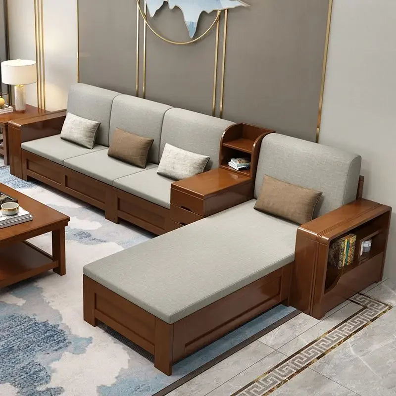 For Nordic Simple and Modern Design of the Size of the Living Room Furniture Combination Set Solid Wood Sofa