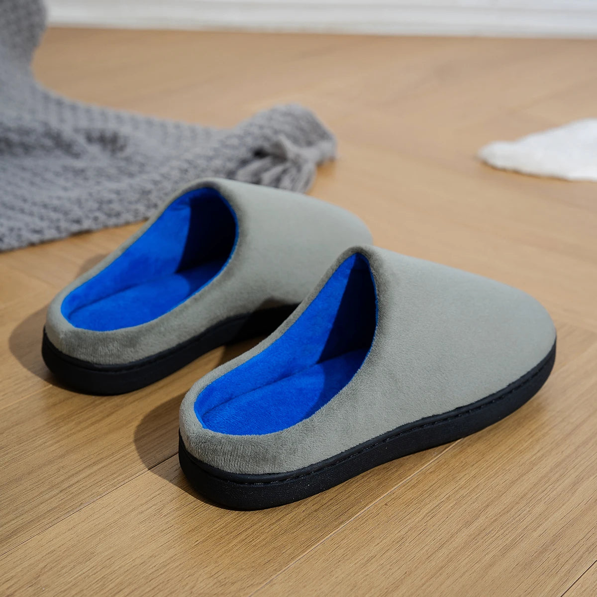 Women Home Slippers Contrasting Color Trendy Half-pack Slippers Suitable For Spring Autumn Winter Women Non-slip Cotton