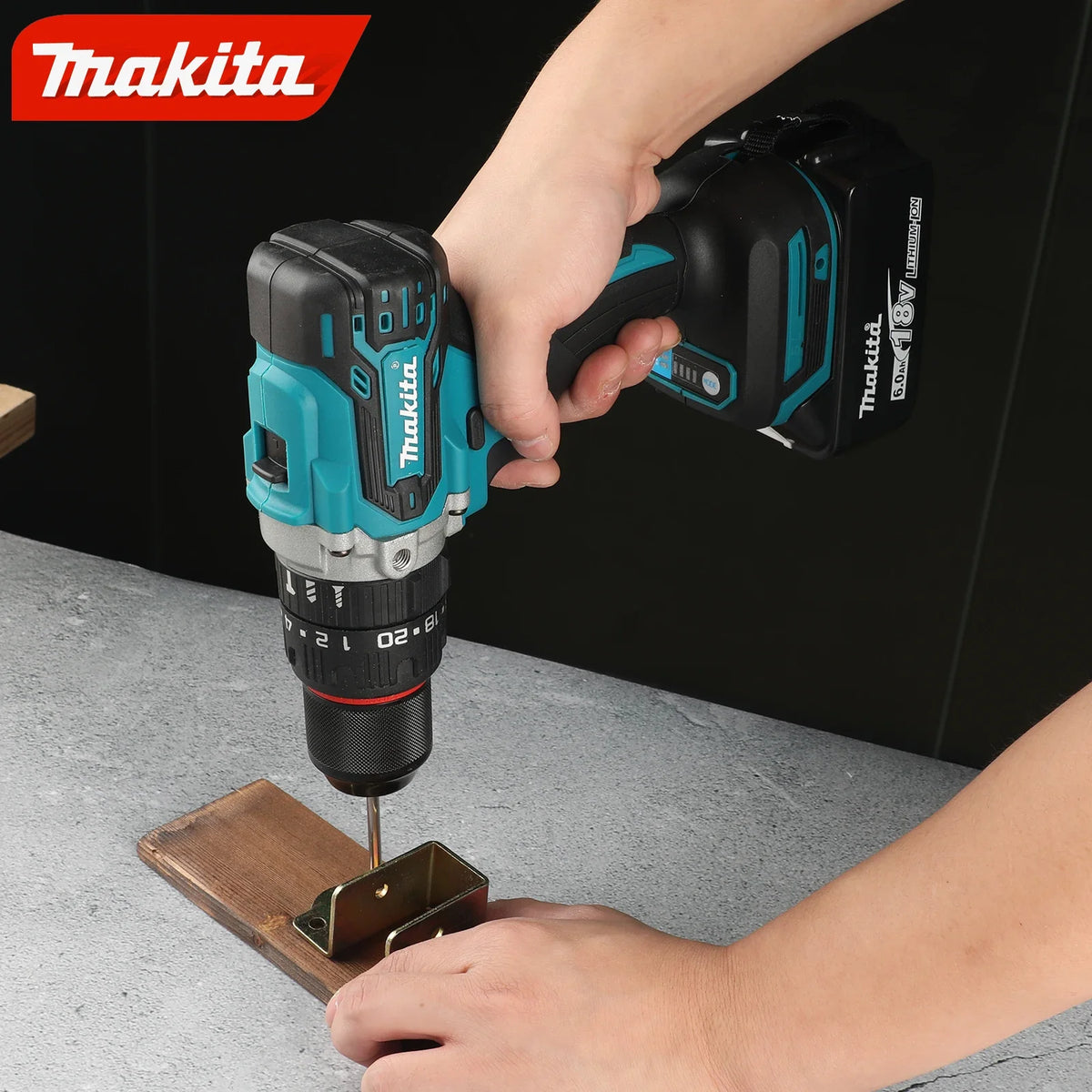 Makita brushless household high torque electric screwdriver 18V lithium-ion charging impact drill DDF487 13mm red and black