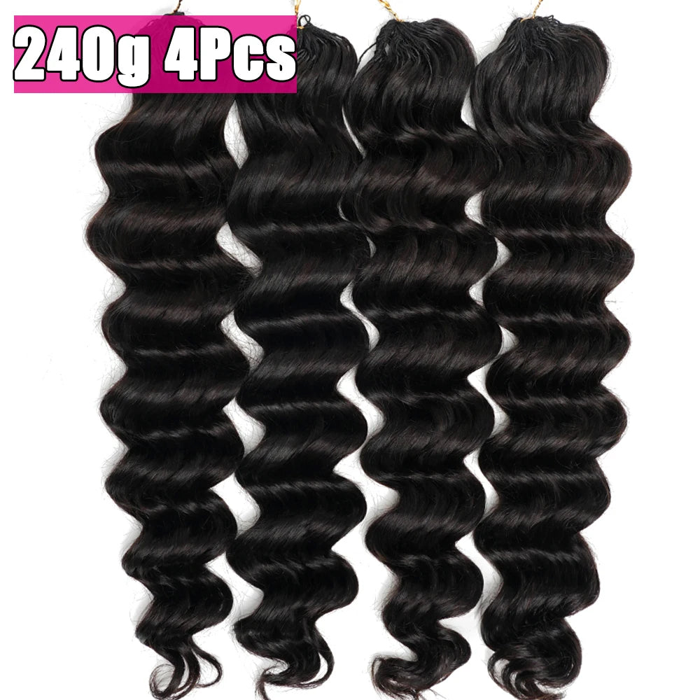 Ocean Wave Miracle Knots Crochet Human Hair Pre-Separated Feathered Human Crochet Hair 60g/pcs Burmese Curly Human Hair Bundles