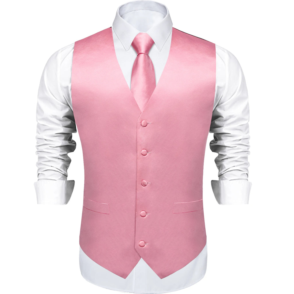 Satin Men's Solid Blue Suit Vest with Tie Handkerchief Cufflinks Business Formal Waistcoat Wedding Prom Men Sleeveless Jacket