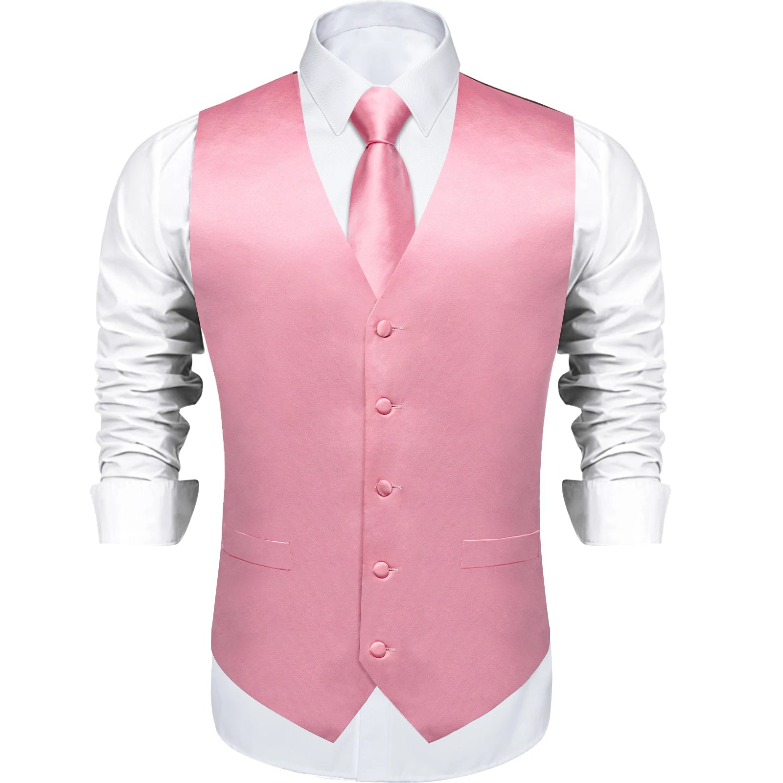 Satin Men's Solid Blue Suit Vest with Tie Handkerchief Cufflinks Business Formal Waistcoat Wedding Prom Men Sleeveless Jacket