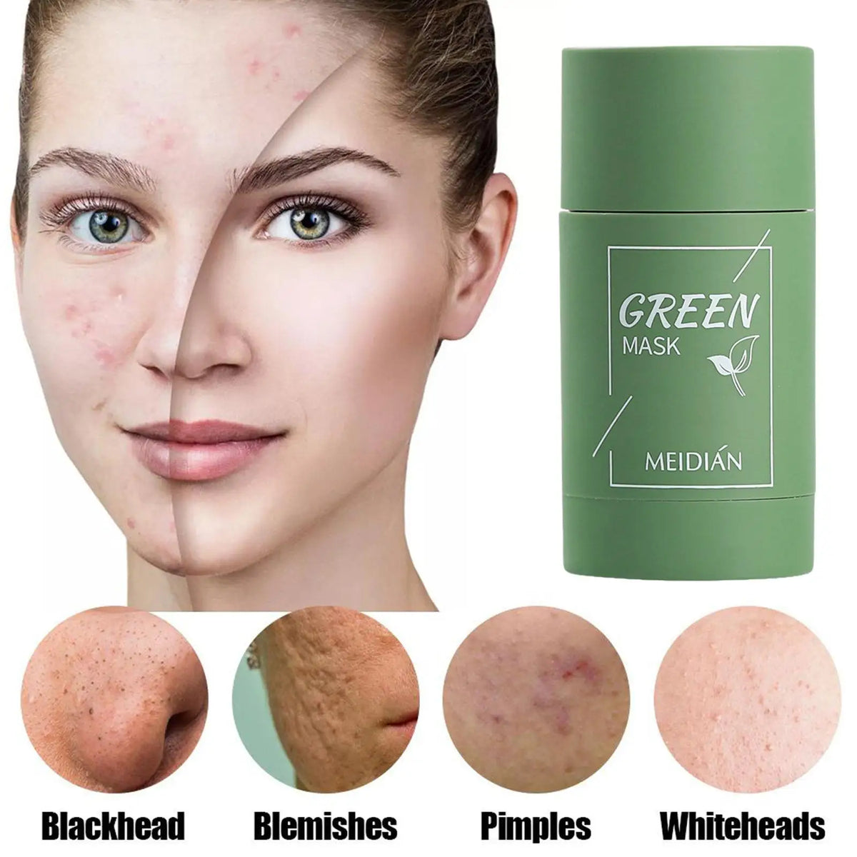 40g Green Tea Solid Cleansing Mask Stick Removes Blackheads & Cleans Pores Mild Korean Facial Skin Care