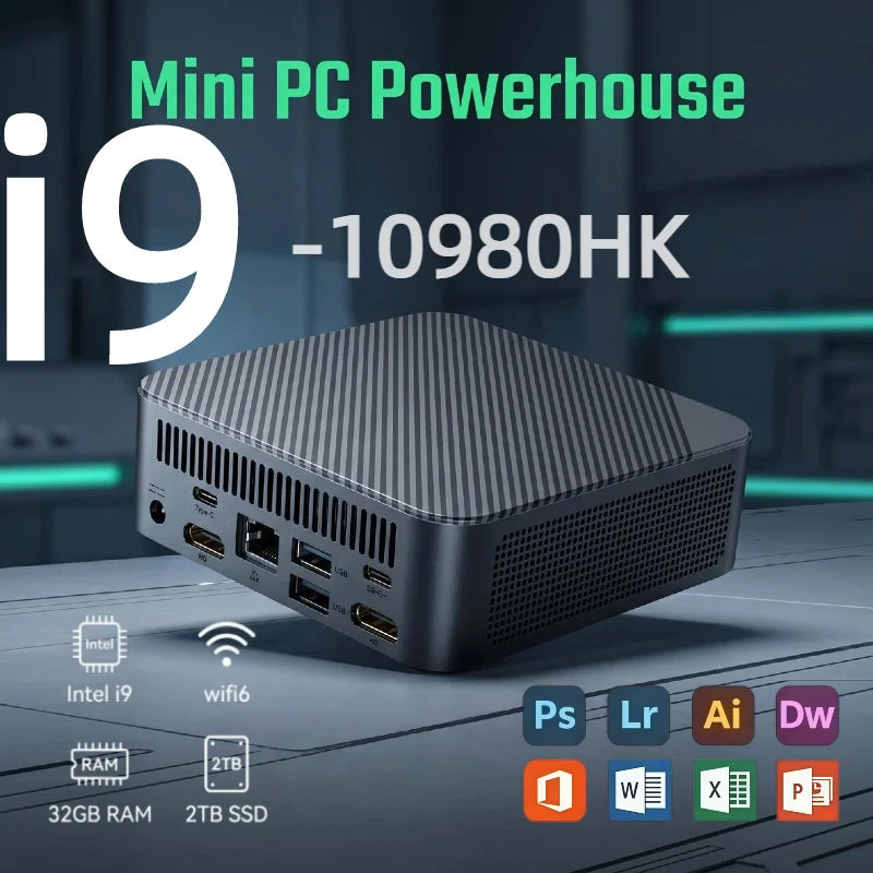 Mini PC Gamer Portable Computer Intel Core i9-10980HK 32GB RAM 2TB SSD FHD Bluetooth WiFi6  Gaming Office 4K HDMI