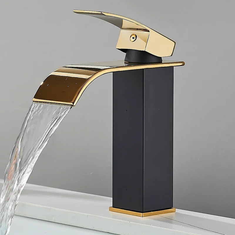 Stainless Steel Waterfall Basin Faucet Kitchen Faucet Sink Mixer Hot Cold Water Basin Crane Tap For Bathroom Wash Mixer Tap Mat