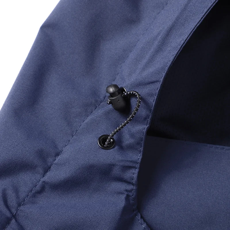 Men's Casual Hooded Jacket with Spring Autumn Zipper Style Loose Windbreaker Lightweight Breathable Outdoor Hiking Sportswear