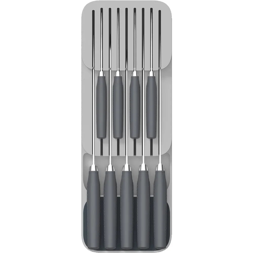 Knife Storage Box Kitchen Drawer Cutlery Storage Tray Knife Holder Organizer Knife Block Rack Storage and Drawer Organizer