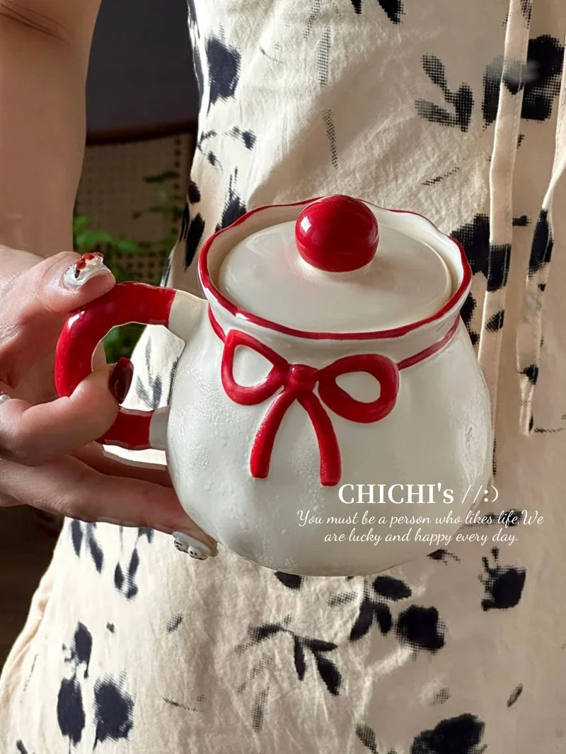 Hand-Painted Ceramic Coffee Mug Milk Cup Water Drinking Cup with Lid Underglaze Color  Design China Mugs for Dining