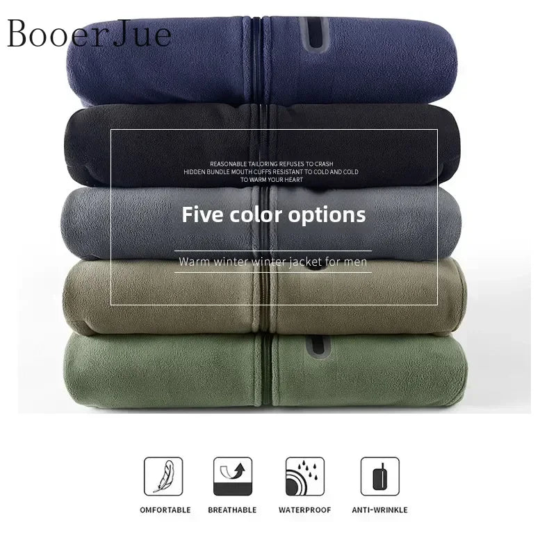 2026 Men Winter Double Thickened Fleece Jacket Outdoor Windproof Ski Coat Snow Warm Hiking Cycling Climbing Pocket Sweatshirt