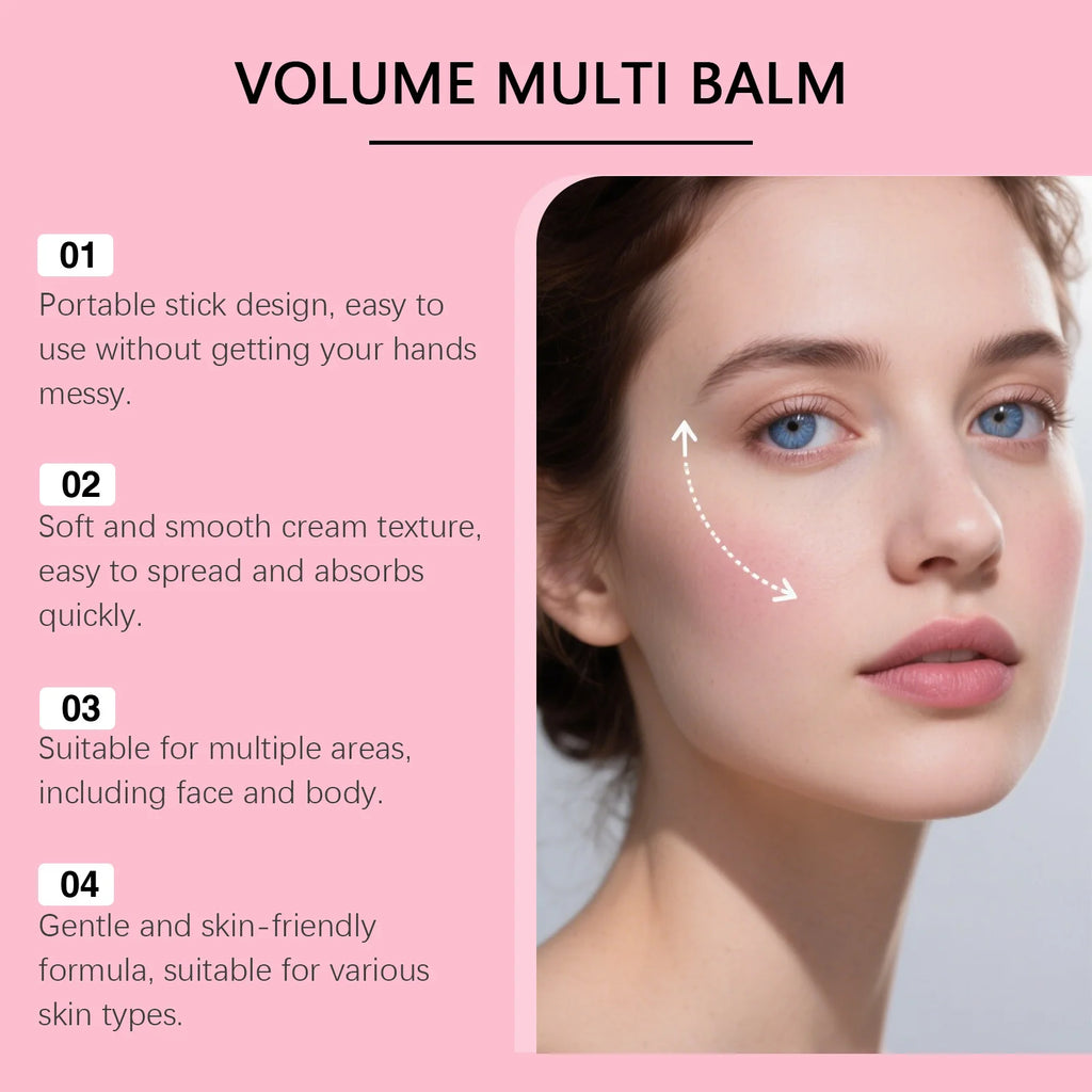 PDRN Pink Collagen Volume Multi Balm Stick – Hydrating Multi Care Stick for Face, Eye & Lip, Fine Line & Wrinkle Care K-Beauty