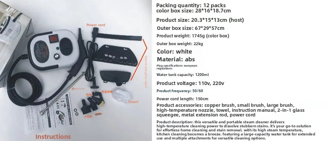 2500W High Pressure High Temperature Steam Cleaner Small Household Air Conditioning Cleaning Multifunctional Cleaner 220v110v