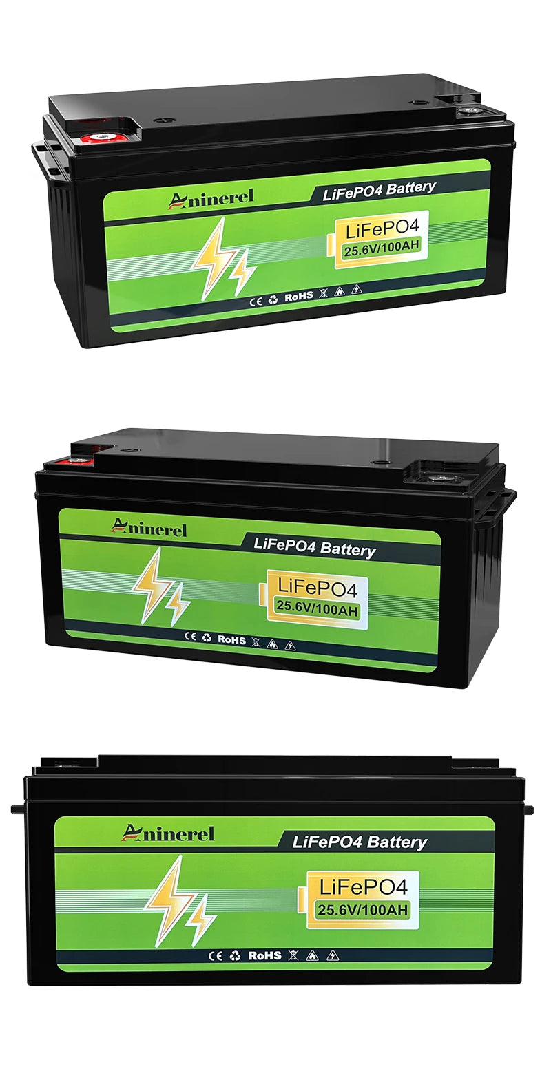Aninerel  24V 100Ah 2560Wh Lithium LiFePO4 Battery with 100A BMS Perfect for RV Golf Cart Solar Power System Trolling Motor