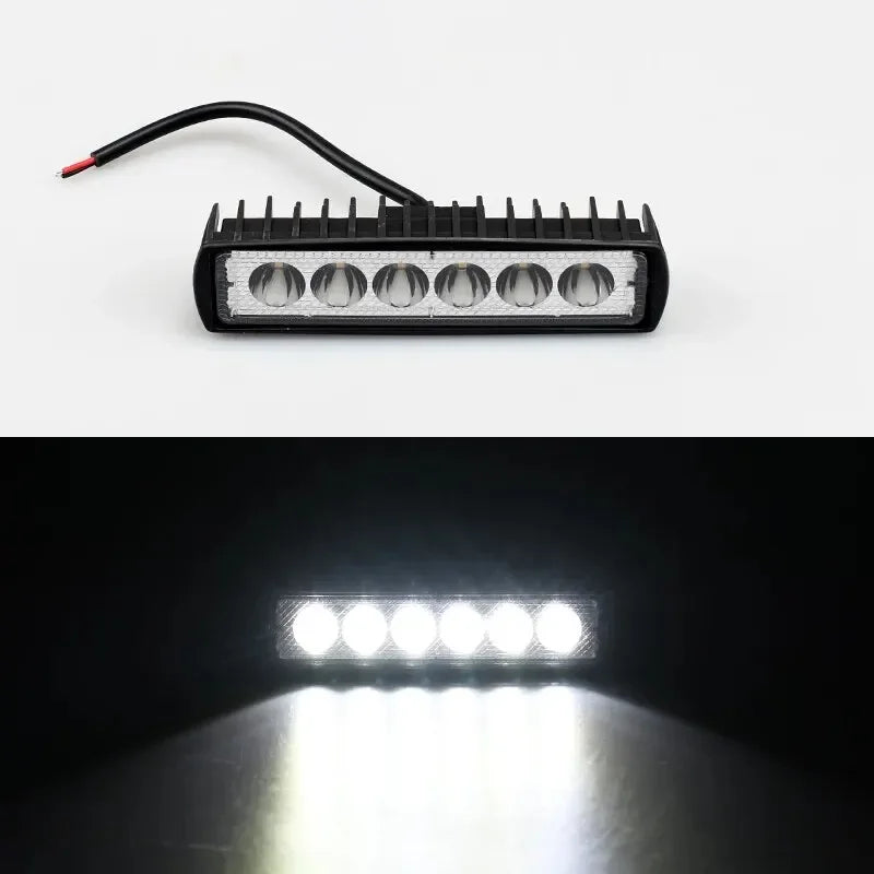 18w 6 LED Car Work Light High Bright Spotlight Universal Offroad Automobile Truck Driving Fog Headlights DRL Driving Lamp 12V