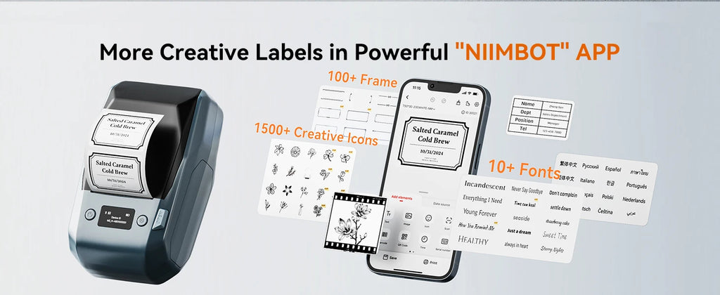 M2 Niimbot Portable Thermal Transfer Label Printer Multi-function Sticker Label Maker Machine for Office Clothes Tag Power Cable