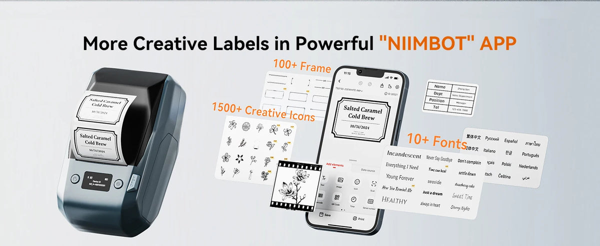 M2 Niimbot Portable Thermal Transfer Label Printer Multi-function Sticker Label Maker Machine for Office Clothes Tag Power Cable