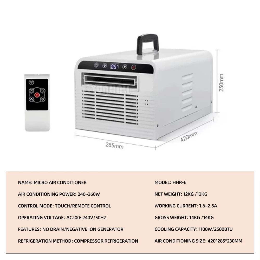 2500BTU Portable Air Conditioner Summer Pet Cooler Klima Sogutucu Drainage-free Mobile Air Conditioner