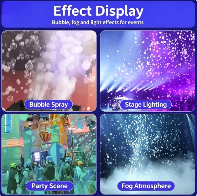 Stage Fog Bubble Machine - Four Nozzle Led Fog & Bubble Maker - Professional Performance, Wedding, Bar, Large-scale Bubble