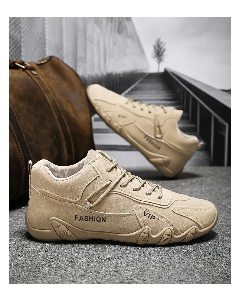 Men's Fleece Lined Safety Shoes Sporty Casual Warm Trendy High Top Work Boots Glued Sole round Toe Rubber Bottom Shoes