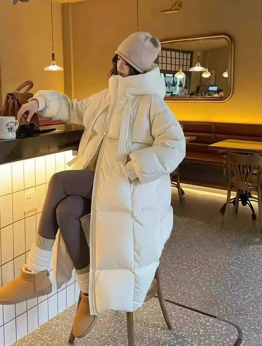 2026 New Winter Cotton Jacket Women's Long Coat Korean Edition Loose Thick Fashion Hooded Jackets Female Warm Parker Overcoat